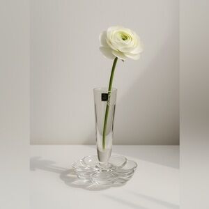 Vintage Hoya Crystal Tokyo Flower Shaped Saucer Plate & Fluted Glass